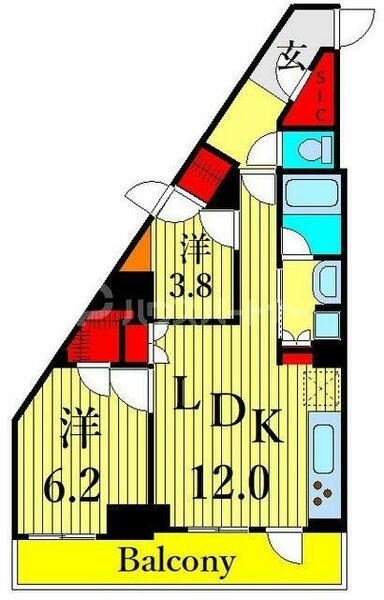 クレストコート町屋｜東京都荒川区荒川７丁目(賃貸マンション2LDK・4階・53.11㎡)の写真 その2