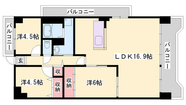 藤和東加古川ハイタウンＢ棟 401｜兵庫県加古川市平岡町新在家(賃貸マンション4LDK・4階・78.80㎡)の写真 その2