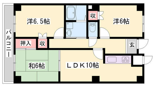 兵庫県加古川市野口町古大内(賃貸マンション3LDK・2階・63.35㎡)の写真 その2