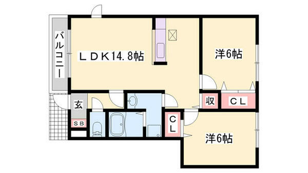 アルドーレ 103｜兵庫県加古川市別府町新野辺北町２丁目(賃貸アパート2LDK・1階・63.14㎡)の写真 その2