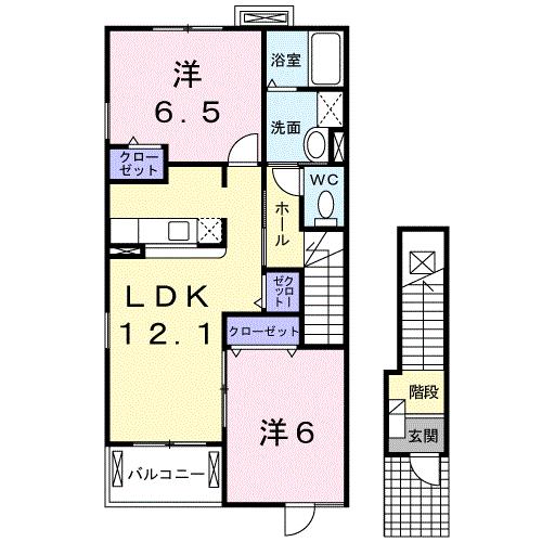 大分県大分市大字猪野(賃貸アパート2LDK・2階・58.86㎡)の写真 その2