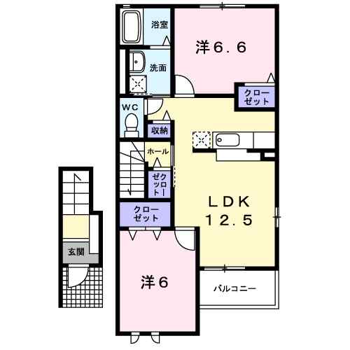 レジデンス大和Ⅱ 202｜宮城県黒川郡大和町吉岡字中町(賃貸アパート2LDK・2階・61.06㎡)の写真 その2