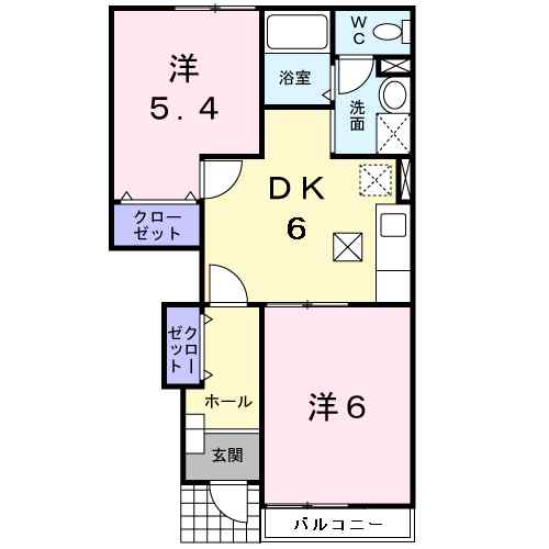 ボルックスⅡ 103｜宮城県富谷市三ノ関太子堂上(賃貸アパート2DK・1階・42.77㎡)の写真 その2