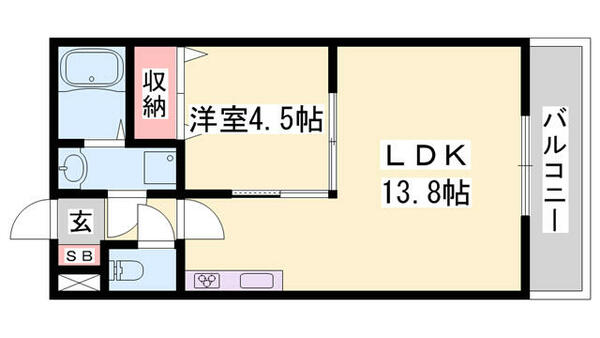 兵庫県高砂市米田町米田(賃貸マンション1LDK・1階・41.40㎡)の写真 その2