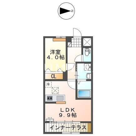 ラポール｜岡山県岡山市中区中島(賃貸アパート1LDK・1階・40.50㎡)の写真 その2