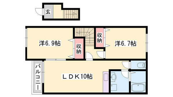 ハッピーヒル 202｜兵庫県加東市木梨(賃貸アパート2LDK・2階・59.95㎡)の写真 その2