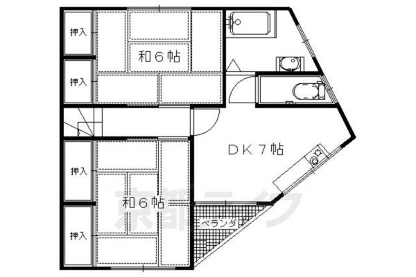 小川ハイツ 2｜京都府向日市寺戸町西田中瀬(賃貸マンション2DK・2階・47.79㎡)の写真 その2