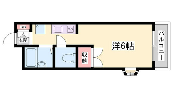 ジュネス船橋 401｜兵庫県姫路市船橋町２丁目(賃貸マンション1R・4階・18.27㎡)の写真 その2