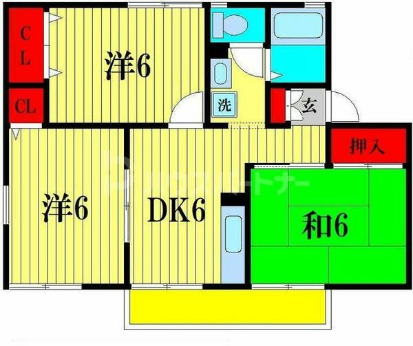 コーポエクセレールＢ 102｜千葉県松戸市二ツ木(賃貸アパート3DK・1階・53.76㎡)の写真 その2