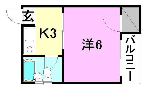 第二曙マンション 301｜愛媛県松山市緑町２丁目(賃貸マンション1K・3階・17.43㎡)の写真 その2