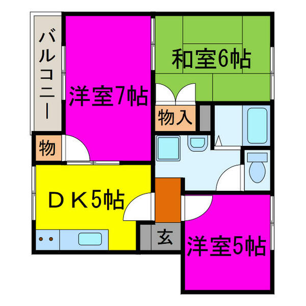 ディアス新宮 B203｜兵庫県たつの市新宮町新宮(賃貸アパート3DK・2階・53.65㎡)の写真 その2