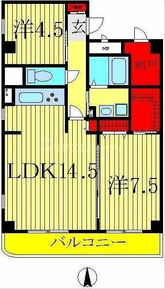 千葉県柏市若柴(賃貸マンション2LDK・5階・66.60㎡)の写真 その2