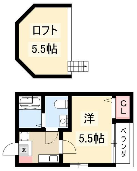 マンダリン 205｜愛知県名古屋市西区名塚町２丁目(賃貸アパート1K・2階・18.03㎡)の写真 その2