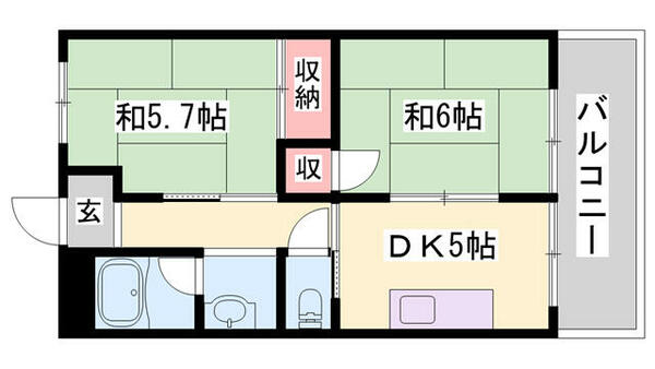 上中グリーンハイツ 301｜兵庫県加東市上中１丁目(賃貸マンション2DK・3階・40.13㎡)の写真 その2