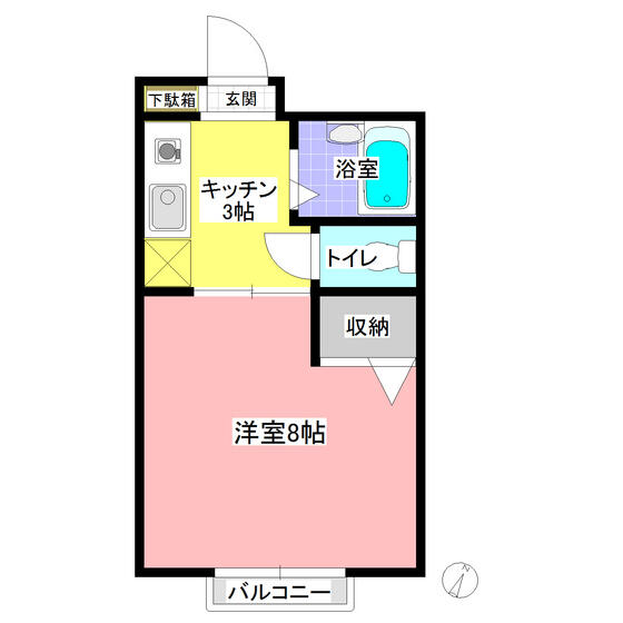 チェリーハイツⅡ 205｜千葉県野田市桜台(賃貸アパート1K・2階・21.70㎡)の写真 その2