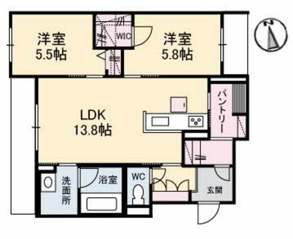 フローラ A0106｜岡山県倉敷市西中新田(賃貸マンション2LDK・1階・63.80㎡)の写真 その2