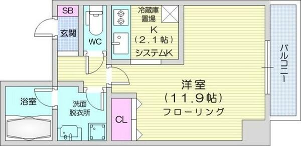北海道札幌市中央区南一条西１７丁目(賃貸マンション1K・8階・36.40㎡)の写真 その2