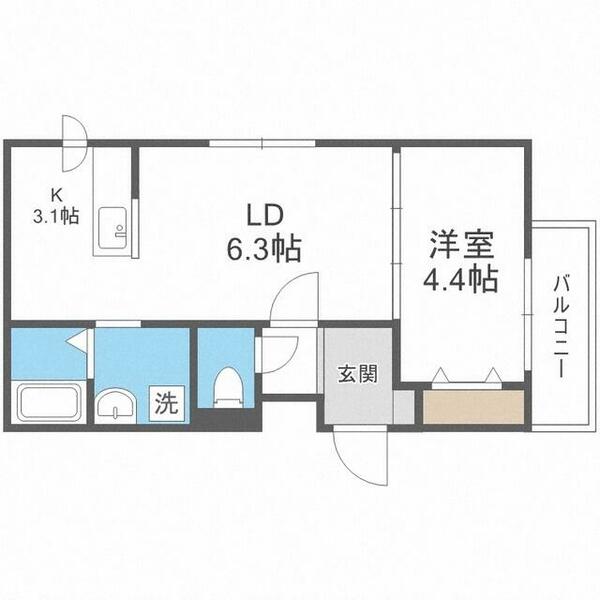 北海道札幌市中央区南二十二条西８丁目(賃貸マンション1LDK・2階・32.51㎡)の写真 その1