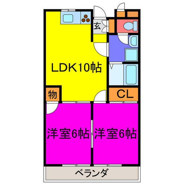 川井田ハイツ 205｜兵庫県宍粟市山崎町庄能(賃貸アパート2LDK・2階・49.68㎡)の写真 その2