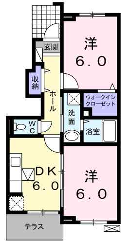 ブルーマーリン　Ｄ 103｜愛媛県西条市飯岡(賃貸アパート2DK・1階・45.02㎡)の写真 その2
