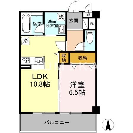 ピーノグランデ｜岡山県岡山市中区兼基(賃貸マンション1LDK・1階・44.85㎡)の写真 その2