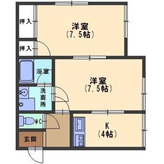 エースハイム 205｜石川県金沢市弥勒町カ(賃貸アパート2DK・2階・45.40㎡)の写真 その2