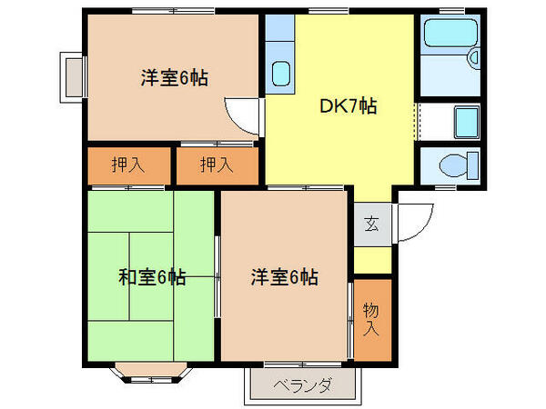 岐阜県岐阜市黒野南１丁目(賃貸アパート3DK・1階・52.99㎡)の写真 その2