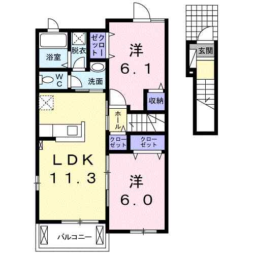 ＲＥＩＷＡ　Ⅱ 203｜熊本県八代市高下東町(賃貸アパート2LDK・2階・57.07㎡)の写真 その2