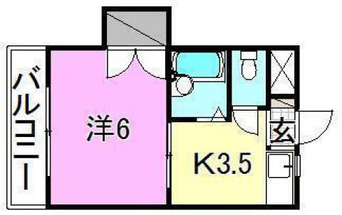 ミウラビル 205｜愛媛県松山市味酒町２丁目(賃貸マンション1DK・2階・21.06㎡)の写真 その2