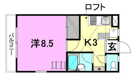 ハイツ　サブリナ 2-A｜愛媛県松山市鷹子町(賃貸アパート1K・2階・30.24㎡)の写真 その2