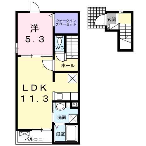 サザンクロス上吉田　Ⅲ 203｜香川県善通寺市上吉田町(賃貸アパート1LDK・2階・46.27㎡)の写真 その2