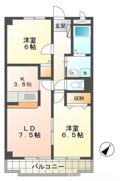 グリーンステージ｜愛知県みよし市三好町折坂(賃貸マンション2LDK・2階・54.52㎡)の写真 その2