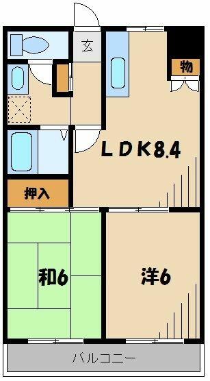 埼玉県川越市大字藤間(賃貸マンション2DK・2階・46.60㎡)の写真 その2