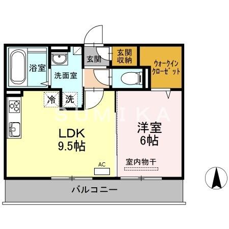 Ｍｅｒｖｅｉｌｌｅ　Ａ棟｜岡山県岡山市中区平井(賃貸アパート1LDK・2階・40.04㎡)の写真 その2