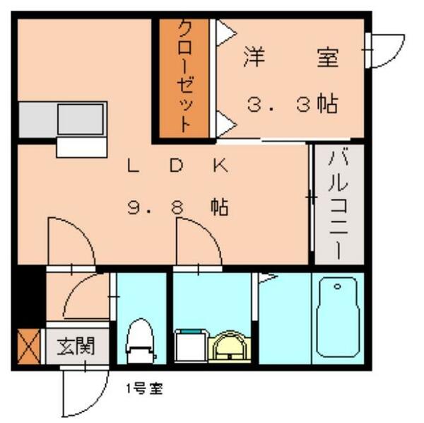 福岡県福岡市東区和白４丁目(賃貸アパート1LDK・2階・31.98㎡)の写真 その2