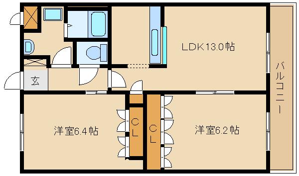 兵庫県高砂市荒井町小松原４丁目(賃貸アパート2LDK・2階・57.85㎡)の写真 その2