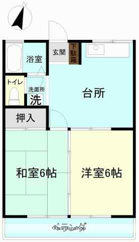 メゾンド富士 105｜福島県いわき市平中山字柳町(賃貸アパート2DK・1階・39.66㎡)の写真 その2