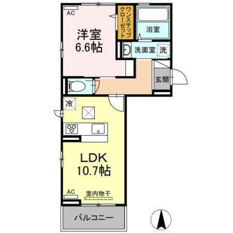 プレジデント持田　Ｂ棟 106｜愛媛県松山市持田町３丁目(賃貸アパート1LDK・1階・42.93㎡)の写真 その2