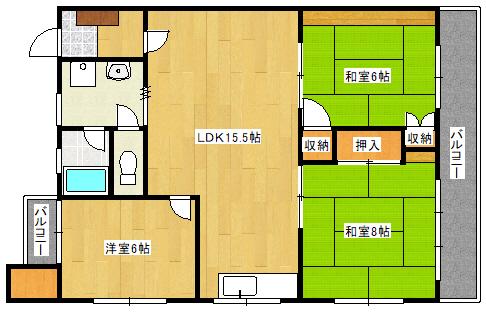 第２ビラ摩耶 302｜兵庫県神戸市灘区高尾通３丁目(賃貸マンション3LDK・3階・74.00㎡)の写真 その2