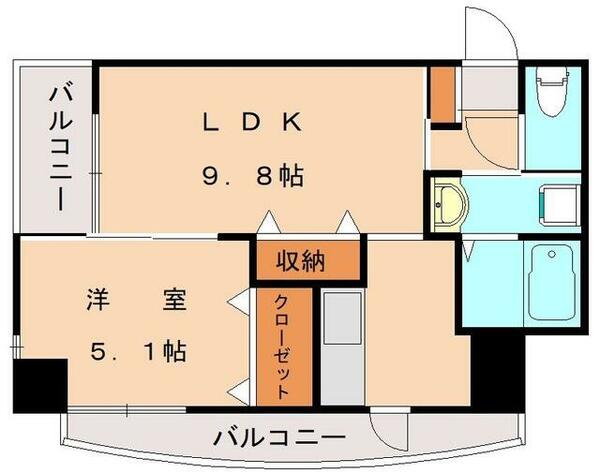 サンシャインポート中井｜福岡県北九州市小倉北区中井５丁目(賃貸マンション1LDK・3階・36.39㎡)の写真 その2