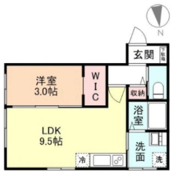 Ｍ－ｃｕｂｅ 202｜富山県富山市田中町２丁目(賃貸アパート1LDK・1階・34.78㎡)の写真 その2