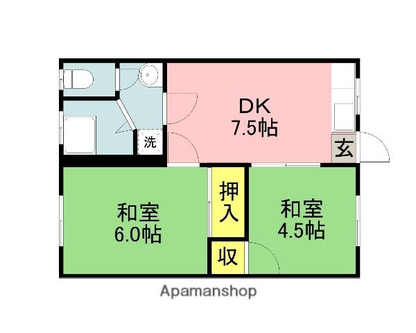 いわのビル 201｜福岡県飯塚市相田(賃貸アパート2DK・2階・39.75㎡)の写真 その2