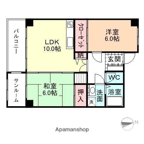 富山県富山市山室(賃貸マンション2LDK・3階・73.60㎡)の写真 その2