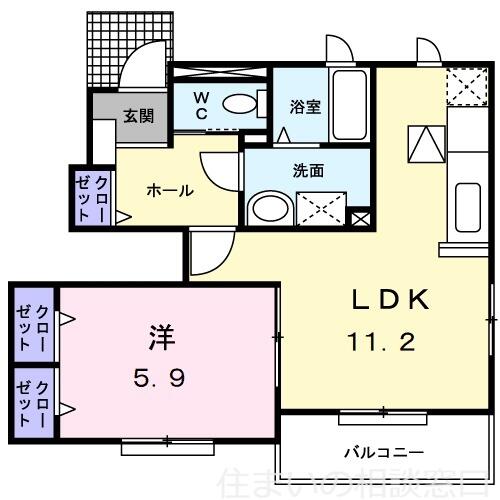 愛知県岡崎市丸山町字上ノ野(賃貸アパート1LDK・1階・43.66㎡)の写真 その2