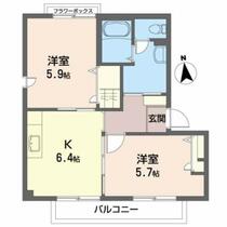 ロイヤルハイツ広面Ｂ 202 ｜ 秋田県秋田市広面字碇（賃貸アパート2DK・2階・43.00㎡） その2