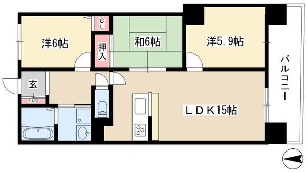 リュミエール泉 302｜愛知県名古屋市東区泉３丁目(賃貸マンション3LDK・3階・70.66㎡)の写真 その2