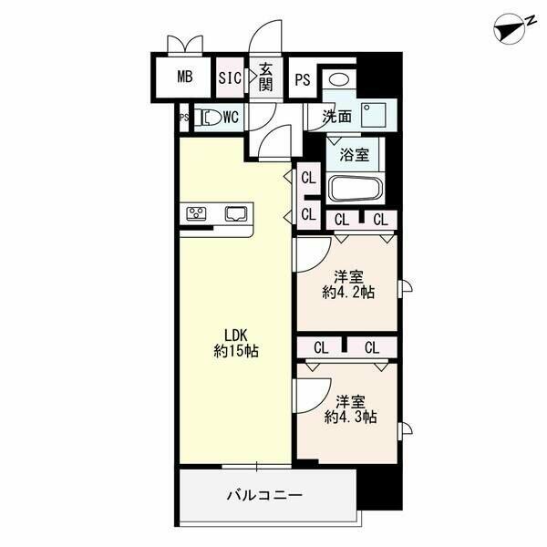 ザ・シンフォニア新栄　ＴＨＥ　ＳＩＮＦＯＮＩＡ　ＳＨＩＮＳＡＫＡＥ　 709｜愛知県名古屋市中区新栄２丁目(賃貸マンション2LDK・7階・57.85㎡)の写真 その2