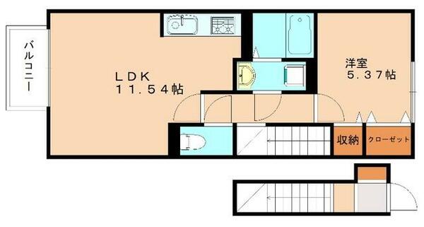 ジェントル篠崎｜福岡県北九州市小倉北区篠崎２丁目(賃貸アパート1LDK・2階・45.70㎡)の写真 その2