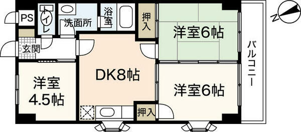 Ｖｉｌｌａ七軒茶屋｜広島県広島市安佐南区緑井６丁目(賃貸マンション3DK・2階・53.16㎡)の写真 その2