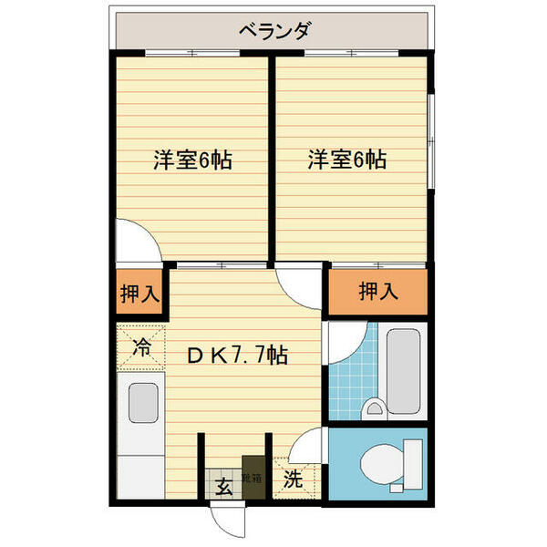 ＴＯＡマンション｜富山県富山市下堀(賃貸アパート2DK・3階・38.09㎡)の写真 その2